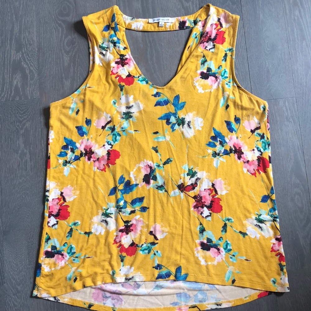 Rose + Olive yellow top